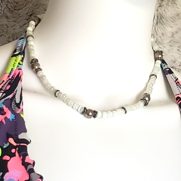 Antique Handmade Silver & White Beads Necklace